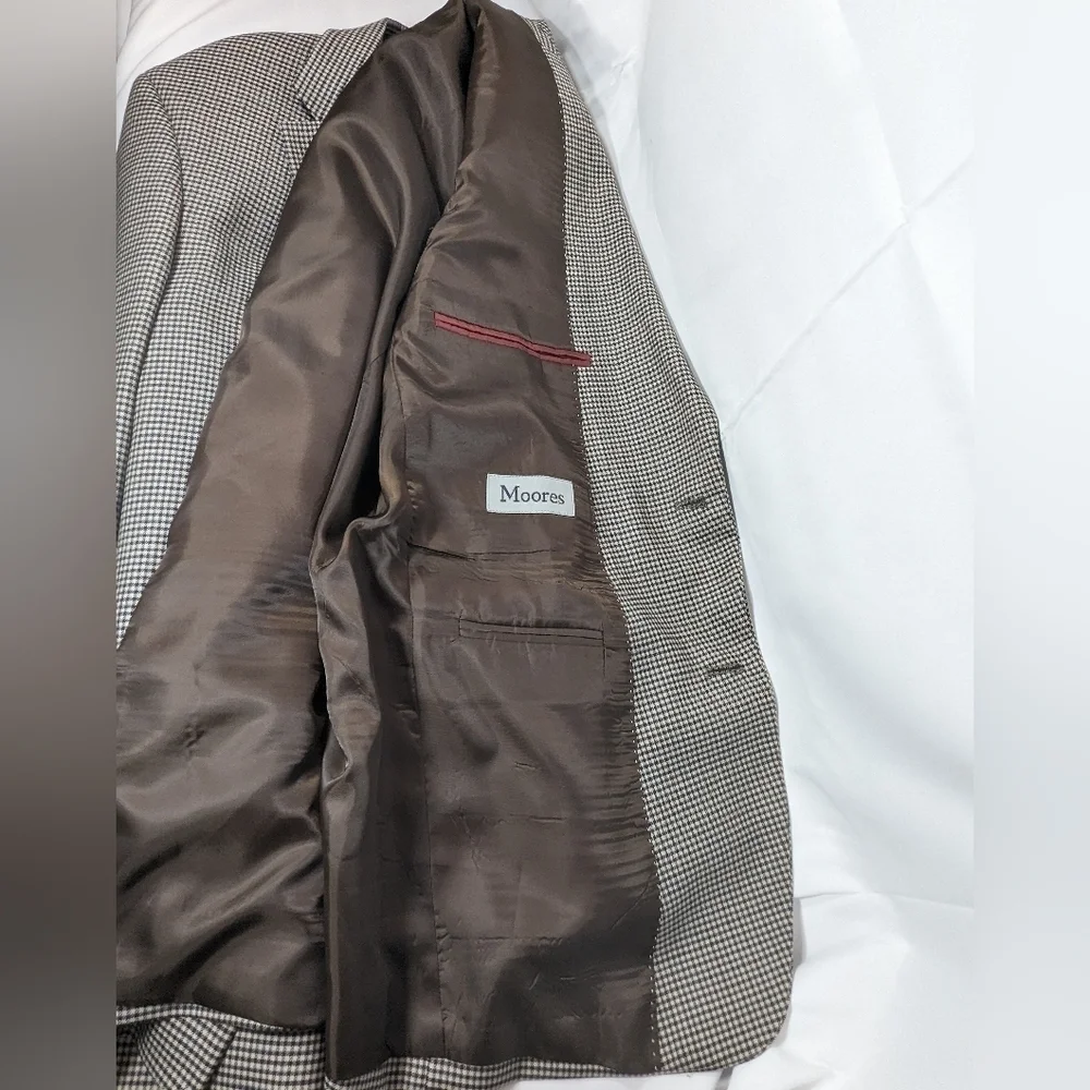 Tommy Hilfiger Moores Brown Gingham Checked 100% Wool Blazer Size 44L